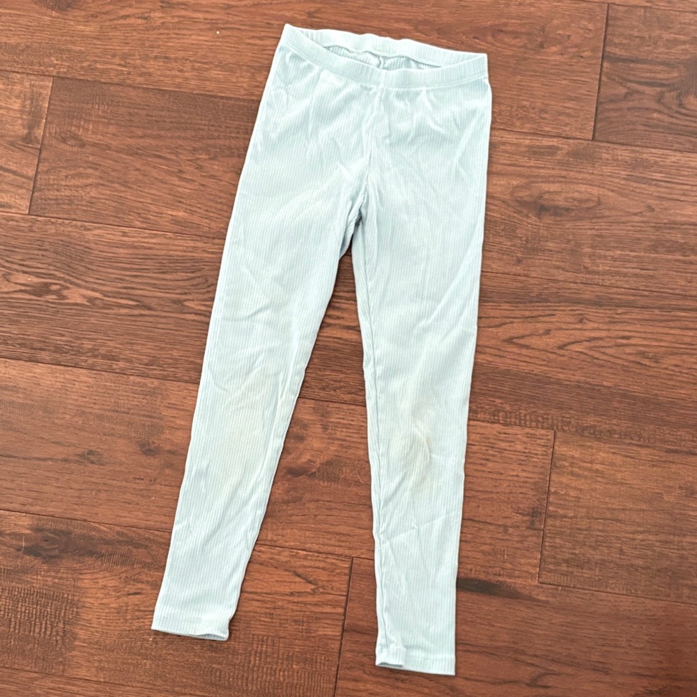 Girl Light Blue Rib Knit Leggings